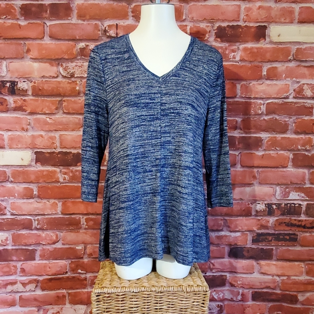 Heather blue V-neck sweater
